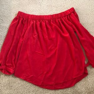 Red off the shoulder long sleeve